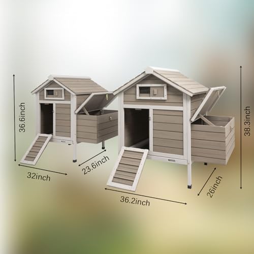 PetsCosset 32" Chicken Coop Wooden Hen House for 1-3 Chickens,Outdoor Poultry Cage with Pull Out Tray,Garden Backyard Chicken Coops Cages with Nesting Box，Chicken Houses Hen Cage with Ramp Ru - WoodArtSupply