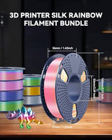 JAYO 3D Printer Filament Bundle, PLA Silk Filament Bundle Multicolor, Shiny Silk PLA Filament 1.75mm, Fast Color Change Rainbow, 250g Spool, 8 Rolls, 2kg in Total