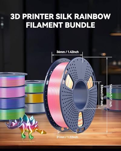 JAYO 3D Printer Filament Bundle, PLA Silk Filament Bundle Multicolor, Shiny Silk PLA Filament 1.75mm, Fast Color Change Rainbow, 250g Spool, 8 Rolls, 2kg in Total JAYO