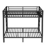 Bellemave Metal Full XL Over Queen Bunk Bed with High Guardrail & Under-Bed Storage, Heavy Duty Bunk Beds Frame with 2 Side Ladders, Full Over Queen Bunk Bed for Adults, No Box Spring Needed, Black Bellemave
