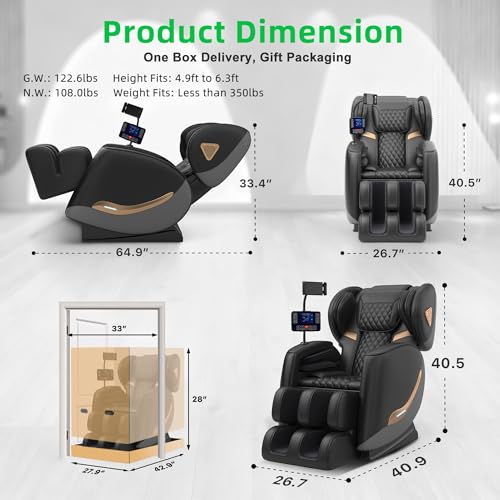 VUYSUYVY Upgraded Massage Chair Full Body, Zero Gravity Massage Chair Recliner- 10 Fix Points, 2026 Shiatsu Massage Chairs with Heat, Airbags, Foot Massage, 6 Auto Modes, Bluetooth Speaker VUYSUYVY