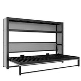 Harper & Bright Designs Twin Size Horizontal Murphy Bed with Shelves, Modern Metal Platform Bed Frame with Foldable and Space-Saving Design, for Home Guest Room Small Room, Grey Harper & Bright Designs