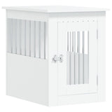 vidaXL Dog Crate Furniture-Indoor Puppy Kennel/End Table, White, Engineered Wood & Steel, 17.7"x24.4"x23.2" vidaXL