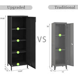 Steehoom Metal Storage Cabinet, Steel File Locker with 3 Shelves 59.06-inch high for School, Living Room, Bedroom, Office (Black) Steehoom