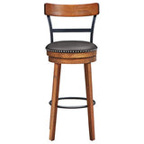 COSTWAY Bar Stools Set of 4, 360-Degree Swivel Stools with Leather Padded Seat, Single Slat Ladder Back & Solid Rubber Wood Legs, Bar Height Stools for Pub, Restaurant, Kitchen, Brown (4, 30.5) COSTWAY