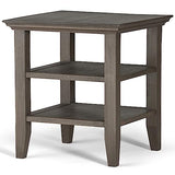 SIMPLIHOME Acadian SOLID WOOD 19 inch wide Square Rustic Contemporary End Side Table in Farmhouse Grey with Storage, 2 Shelves, for the Living Room SIMPLIHOME