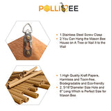 Mason Bee House - Handmade Natural Wooden Bee Hive Coated with Wax for Water-Proof and Long Service Life - Attracts Peaceful Bee Pollinators to Your Garden,Carpenter Bee Houses for Garden POLLIBEE
