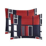 ARTALL Black Gray Red Plaid Pattern Bed in A Bag 8 Piece Bedding King Comforter Sets 1 Comforter, 2 Pillow Shams, 1 Flat Sheet, 1 Fitted Sheet, 1 Bed Skirt, 2 Pillowcases ARTALL