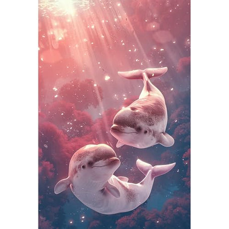 MTPGNW White Beluga Whales Diamond Painting Kits for Adult, 5D DIY Funny Animal Diamond Art Painting Decoration Home Wall Decor Painting Kits Gifts for Women 8x12 INCH MTPGNW
