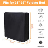 Rollaway Bed Cover 39.5"x15.5"x45.2" Dustproof and Waterproof Folding Bed Storage Cover Large Camping Cots Cover, Easy on and Off, Black UUFCTY