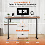 Sweetcrispy Electric Adjustable Height Standing Desk - 55 x 24 inch Sit to Stand Up Desk with Splice Board, Rising Home Office Computer Table with 2 Hook and Wire Hole for Work Sweetcrispy