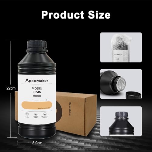 ApexMaker 3D Printer Resin Orange, Low Odor, High Precision, Quick Curing Standard Photopolymer Resin, 405nm UV Curing Photopolymer Resin 3D Printing Liquid for LCD DLP SLA 3D Printers 1kg