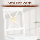 Giantex Wood Dining Chairs Set of 4 White, Armless Kitchen Chairs w/Rubber Wood Legs & Curved Backrest, Farmhouse Cross Back Diner Chairs, Wooden Side Chairs for Home Dining Room, Load 400 LBS Giantex