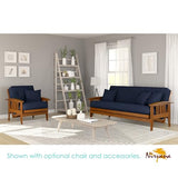 Nirvana Futons Westfield Futon Set - Queen Size, Frame, 8" Mattress, Twill Navy Blue Cover Nirvana Futons