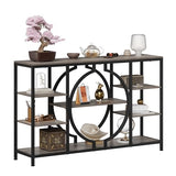 GiftGo 47" Industrial Console Tables for Entryway Rustic Sofa Table Behind Couch 4 Tier Wooden Shelves Entry Table with Storage for Foyer, Hallway, Front Door,Living Room (Retro Grey, 47") GiftGo