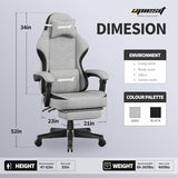 Opiesit Gaming Chair,Computer Chair with Pocket Spring Cushion,Ergonomic Office Chair with Footrest,Height Adjustable Video Gamer Chair with Lumbar Support for Adults (No Massage, Grey) Opiesit