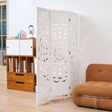 66.9Inch Wooden Room Partition - 3 Panels Boho-Styled Space Room Divider for Home/Office, Headboard & Yoga/Photo/Video Call Backdrop (White) Svimi