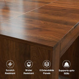 AH AXIOS HMOE Extendable Dining Room Table with Storage for 10-12, Folding Console Table with Outlet - Space Saving Dining Table for Apartments Homes Kitchen (Brown) AH AXIOS HMOE