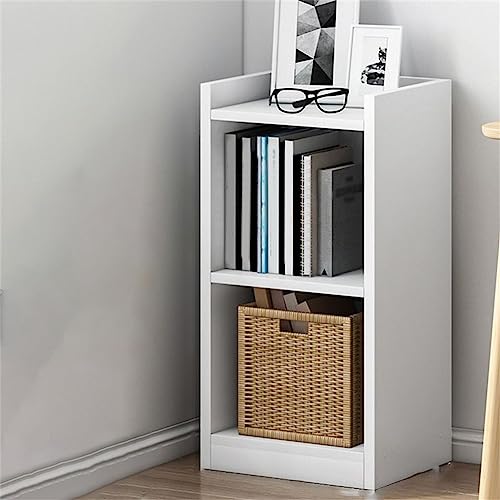 KWOKING Modern Narrow Corner Bookshelf – Stylish Engineered Wood Floor Bookcase for Small Spaces - WoodArtSupply