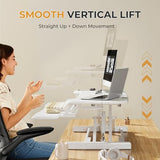 JOY worker Standing Desk Converter, 35" Height Adjustable Sit Stand Up Desk Riser with Keyboard Tray & 6 Fridge Magnets, Desktop Workstation Riser for Home Office Computer Laptop, White JOY worker