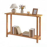 GOFLAME Solid Wood Entryway Table, 47” Console Table with Storage Shelf, Curved Tabletop, Teak Wood, Farmhouse, 2-Tier Rustic Behind Couch Sofa Tables Narrow Long for Living Room, Hallway, Natural GOFLAME