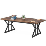 Tribesigns 6FT Conference Table, 70.86 L x 31.49 W x 29.52 H Inches Rectangle Meeting Room Table, Rustic Wood Seminar Table Executive Desk for Office, Conference Room (Black) Tribesigns