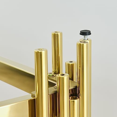 SSLine Modern Luxury Console Table Rectangular Glass Accent Entryway Table for Hallway Living Room, 2-Tier Storage, Gold Pipe Stainless Steel Frame Design SSLine