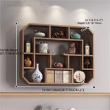 Solid Wood Tea Cup Holder, Wall Mounted Teapot Display Stand, Teaware Shelf Storage Rack, Curio Display Case for Collectibles and Succulents WoodArtSupply