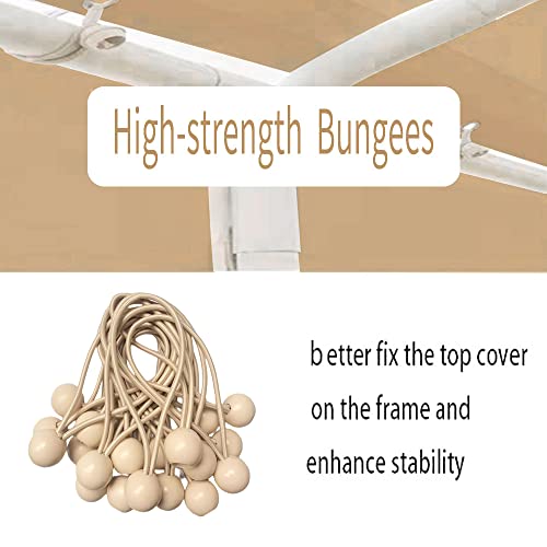 Rutile 10'x20' Carport Canopy ONLY Tent Garage Replacement Top Tarp Car Shelter Cover w/Ball Bungees Beige (Only Top Cover, Frame is not Included) Generic