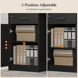 Reception Desk with Counter, Front Desk with Storage Cabinet and Drawer, 47 inch Modern Retail Counter with Cable Grommet for Checkout, Barber, Beauty Salon, Home Office
