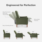 mopio Arthur Recliner Chair with 3 Positions, Accent Armchair, Mid Century Modern Reading Chair, High Back Padded Support Comfy Sleeper Armchair (Olive Green Velvet)