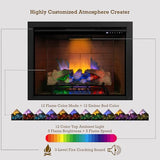 Unineo Electric Fireplace Insert w/Top Light, 12×12×12 Flame Color Option with Fire Crackling Sound, 36″W×27″H, 750W/1500W Eco Heater, Remote & Button Control, Black Unineo