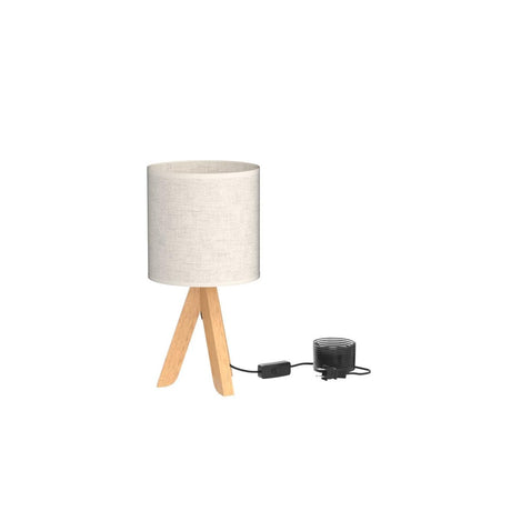 HAITRAL Small Bedside Table Lamp - Wooden Tripod Nightstand Lamp for Bedroom, Living Room, Office, Home with Fabric Linen Shade - 13.4 Inches (Without Bulb) HAITRAL