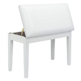 Bonnlo White Duet Piano Bench Wooden Keyboard Bench with Storage and Padded Cushion Bonnlo