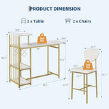 Garvee Dining Table Set for 2, 3-Piece Expandable Bar Table and Chairs Set, with Storage Shelves and Wine Rack, Small Kitchen Dining Set for Living Room, Apartment Garvee