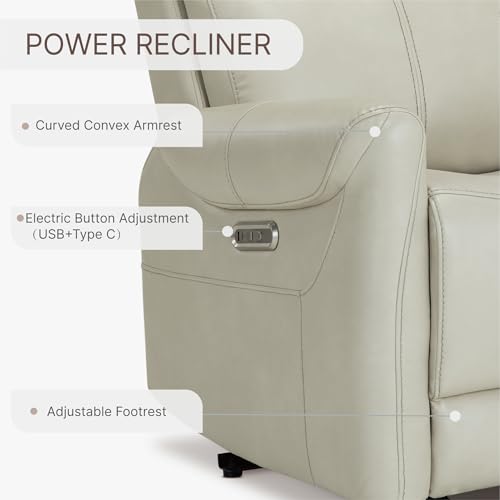 KISLOT Leather Recliner Chair for Adults Wall Hugger RV Recliner with USB Charging Ports Electric Power Reclining Sofa for Living Room Home Theater Seating Bedroom