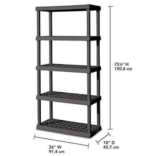 Sterilite 5 Shelf Gray Shelves Legs 1 Pack 01553V01 Unit, Flat, 1-Pack Sterilite