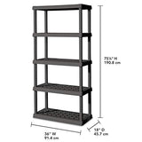 Sterilite 5 Shelf Gray Shelves Legs 1 Pack 01553V01 Unit, Flat, 1-Pack Sterilite