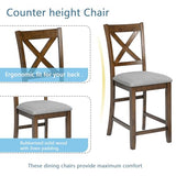LUMISOL Farmhosue Dining Table Set for 4, 5-Piece Counter Height Kitchen Table Set with 4 Upholstered Chairs for Kitchen, Dining Room, Small Space, Walnut LUMISOL