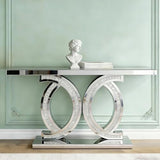 Silver Mirrored Console Table, Modern Luxury Rectangle Sofa Table with Diamond Glass Effects, Elegant Mirrored Furniture for Entryway, Hallway, Entrance (Extra Large) arbol manualidad