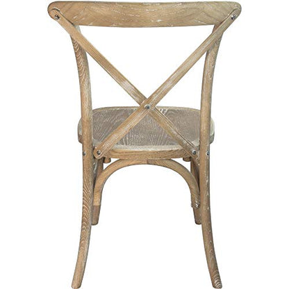 EMMA + OLIVER Natural with White Grain X-Back Chair