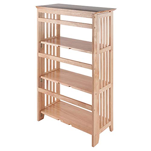 Winsome Wood Mission-Style Natural Beechwood 4-Tier Folding Shelf Winsome