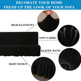 Futon Cover-Stretch Armless Futon Covers Full Size With Skirt Ruffled Futon Sofa Cover Washable Folding Sofa Bed Cover Soft Futon Couch Cover Slipcover With Elastic Bottom For Kids,Pets(Black) ANWUCHEN