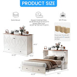PUREMIND Murphy Bed Queen with Mattress Included, Hideaway Cabinet Bed Frame with Storage Drawers, USB Charging Ports - Space Saving Chest beds for Guest Room PUREMIND