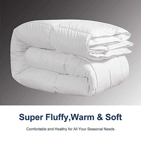 ACCURATEX Duvet Insert Queen Comforter - 400GSM Fluffy Down Alternative Fill Hotel Collection Heavyweight Comforter, Warm Thick Duvet for Fall Winter, 8 Corner Tabs - Machine Washable,White,90x90 ACCURATEX