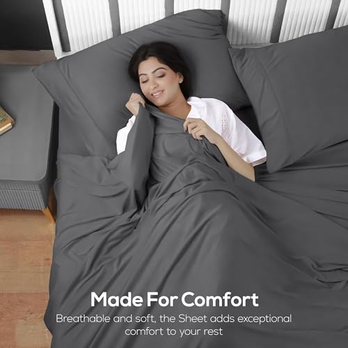 Utopia Bedding Full Sheet Set - Jersey Knit Sheets 4 Piece – Cotton – Soft T-Shirt Stretchy Sheets (Heather Dark Grey) Utopia Bedding
