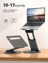 Nulaxy Telescopic 360 Rotating Laptop Stand for Desk Adjustable Height Swivel Pull Out Design Ergonomic Laptop Riser Standing Desk Converter Fits All 10-17" Laptops Computer MacBook, Gray Nulaxy