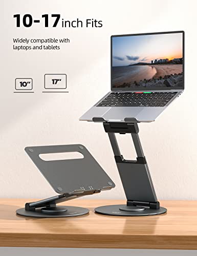 Nulaxy Telescopic 360 Rotating Laptop Stand for Desk Adjustable Height Swivel Pull Out Design Ergonomic Laptop Riser Standing Desk Converter Fits All 10-17" Laptops Computer MacBook, Gray Nulaxy
