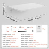 VEVOR Wall Mounted Folding Table, 39.37" x 19.69" Wall Mount Drop Leaf Table, Floating Desk with Iron Bracket, Fold Down Desk for Small Spaces, Home Office, Dining, Laundry Room, Kitchen, Bar, White VEVOR