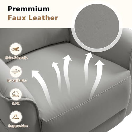 HAOMARKETS Swivel Rocker Recliner Chair, Manual Faux Leather Glider Rocking Recliners for Adults, 360° Swivel Nursery Reclining Sofa with Storage Pocket HAOMARKETS